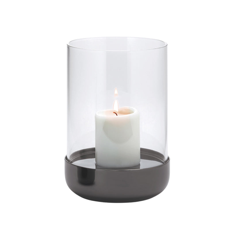 Philippi Desogn Windlicht Sally Größe L aus Glas und Edelstahl für Blockkerzen