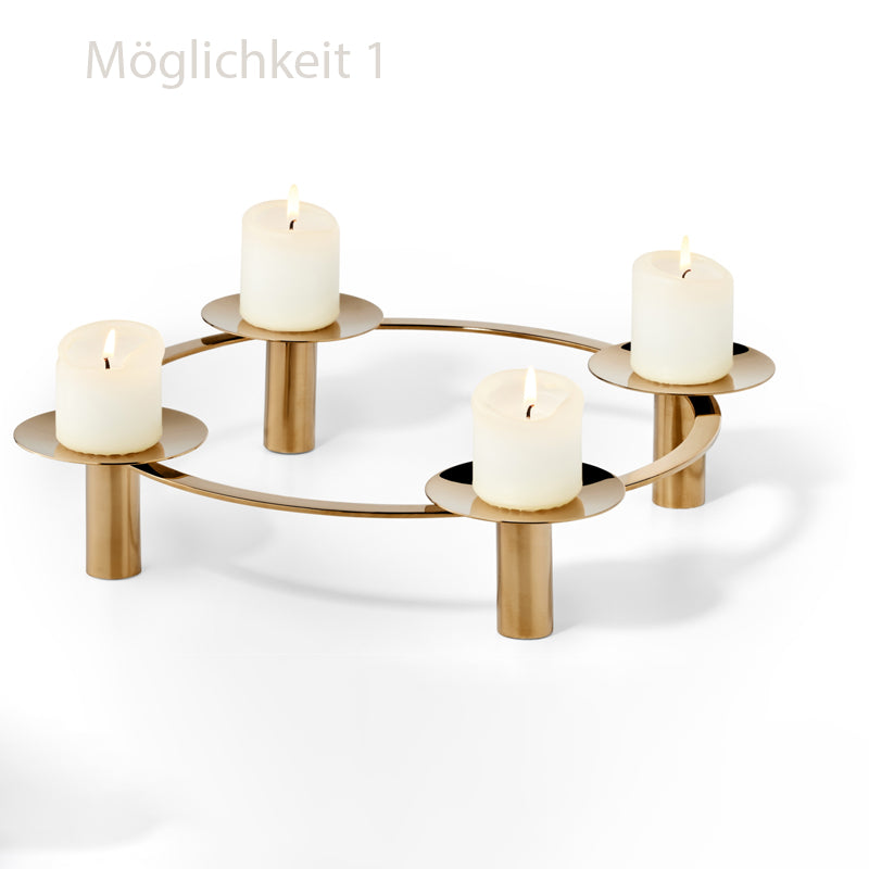 LA SERENA, Kerzenständer, 4 Gelenke zum verändern der Form, mit Stabkerzen, umgedreht für Blockkerzen, von Philippi Design 