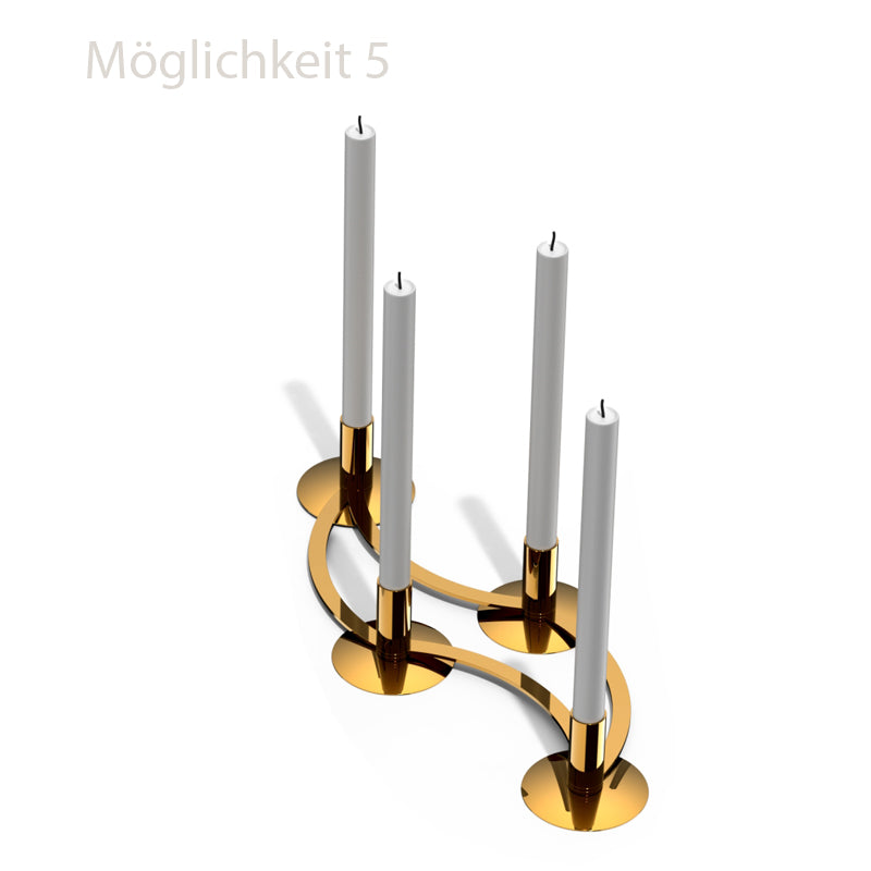 LA SERENA, Kerzenständer, 4 Gelenke zum verändern der Form, mit Stabkerzen, von Philippi Design