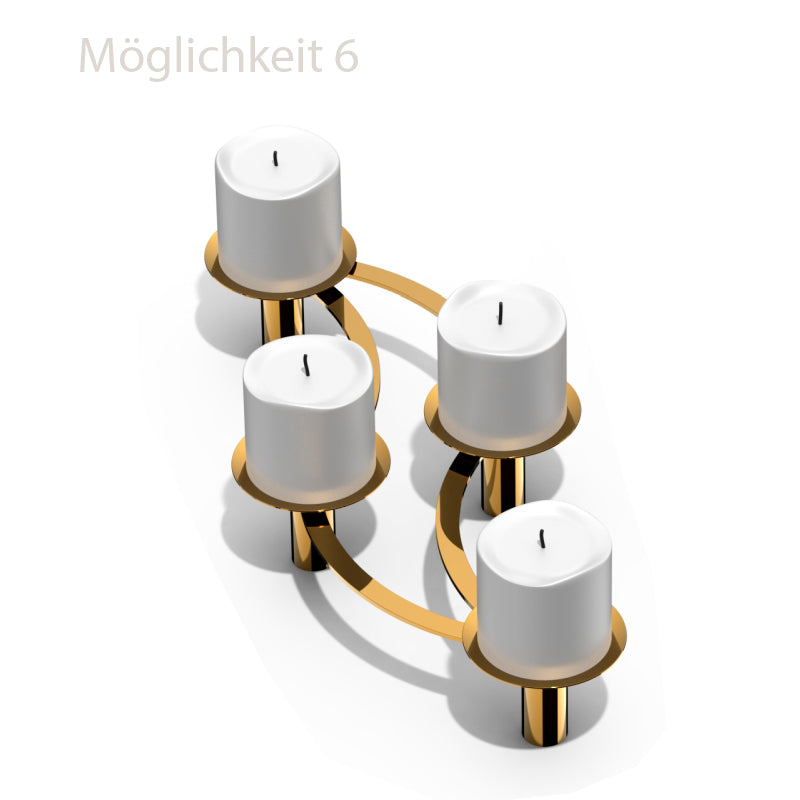 LA SERENA, Kerzenständer, 4 Gelenke zum verändern der Form, mit Blockkerzen, von Philippi Design