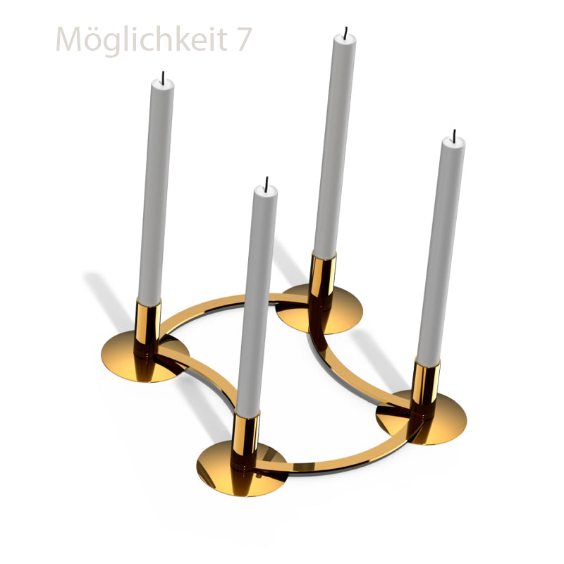 Wellenförmiger Kerzenständer LA SERENA, 4 Gelenke zum verändern der Form, mit Stabkerzen, von Philippi Design