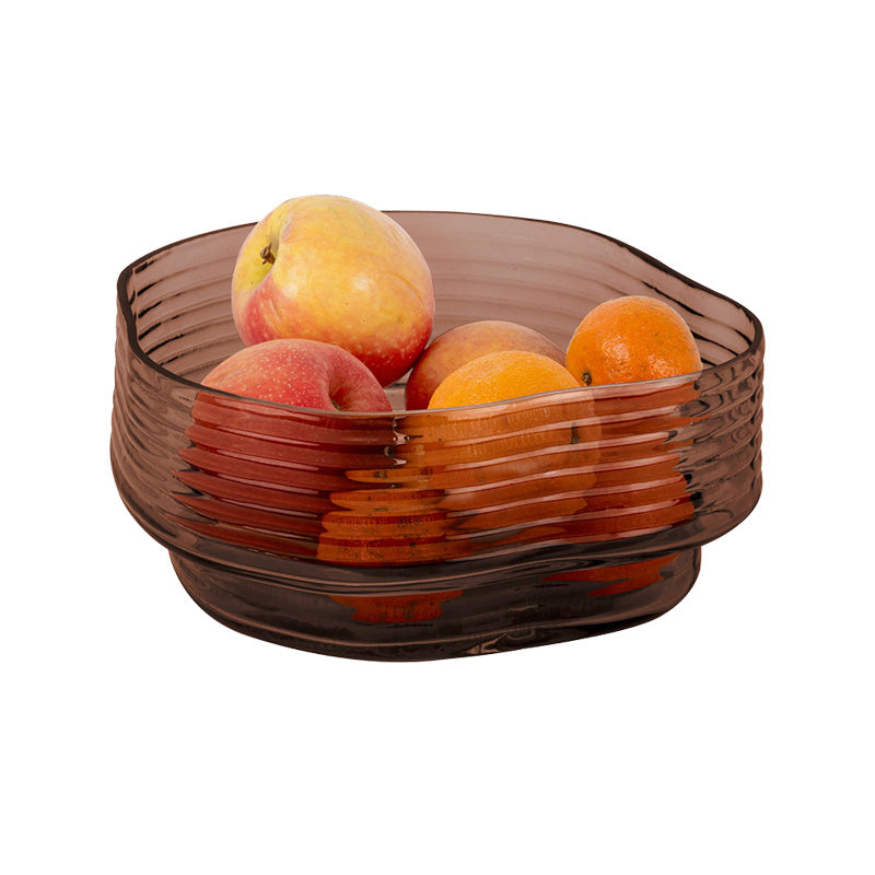 Wave Schale von Present Time, angenehme Haptik und moderne Riffelstruktur aus braunem Glas.