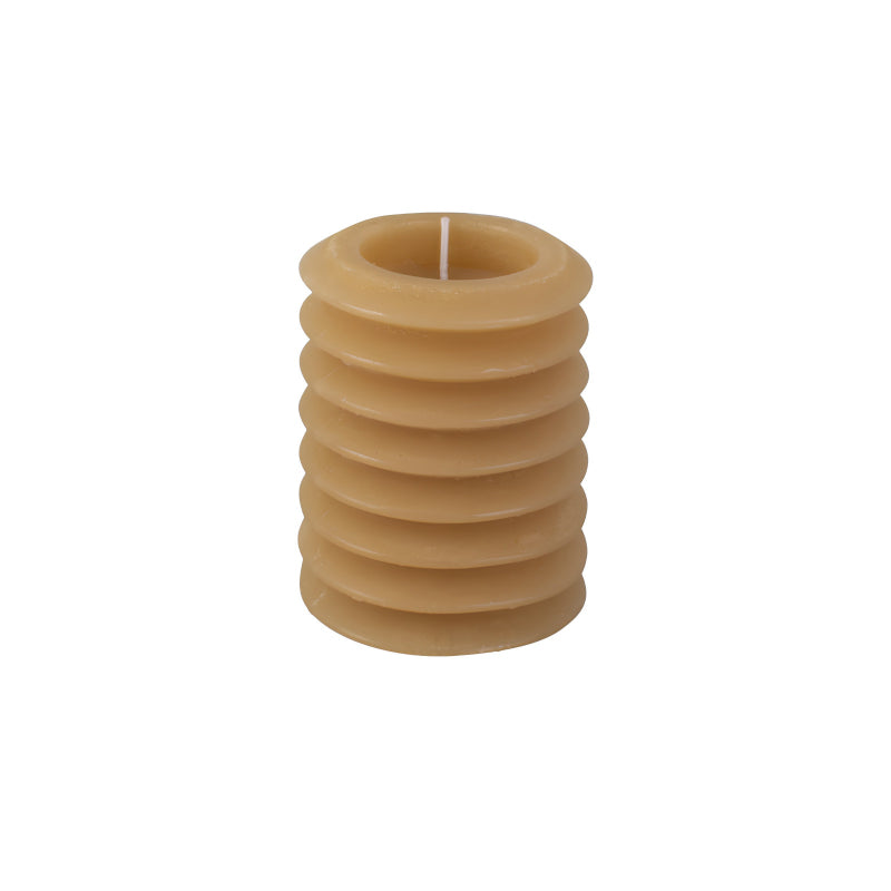 Sandbraun- CIRCLE Stumpenkerze von Present Time, gerippt, 
Größe: Höhe 7,5 cm /  7,5 cm / 
Größe: Höhe 10 cm / Ø 7,5 cm / 
Größe: Höhe 15 cm / Ø 15 cm / 