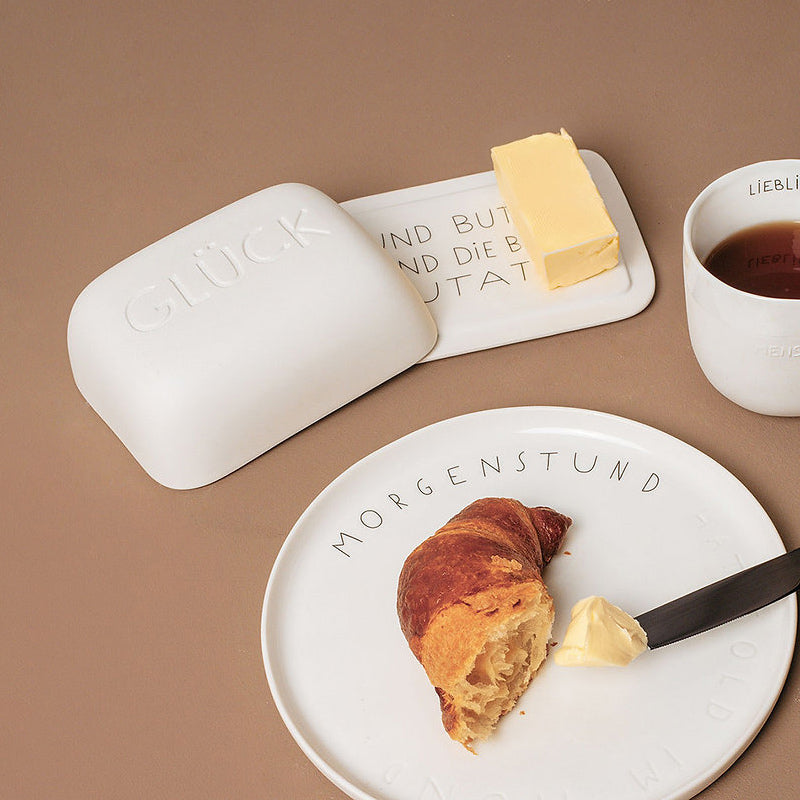Butterdose GLÜCK von Räder Design, weißes Porzellan, für 250 gr Butter