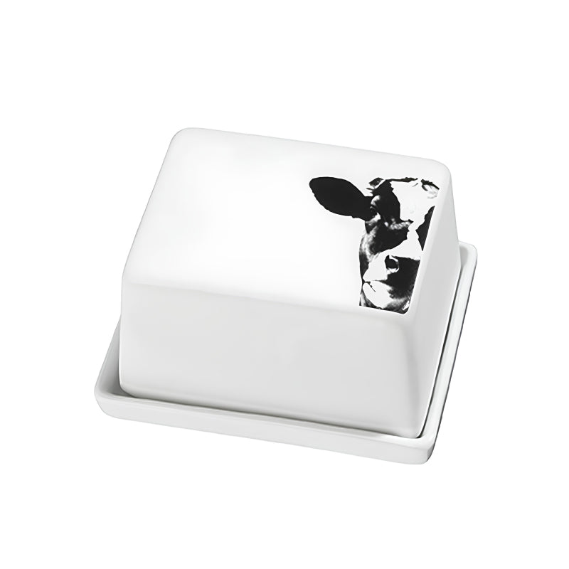 Kuh-Motiv auf Deckel, Butterdose von Räder für 125 gr Butter, weißes Porzellan