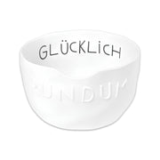 Servier-Schale in ovaler Form mit Decal-Print-Schriftzug in Schwarz, aus der Serie "Guten Appetit", glasiert, Größe 31x3,5x3 cm, ideal für Tapas, Oliven oder für Süßes. Von Räder Design. Erhältlich im Online-Shop Home-and-Kitchen.de
