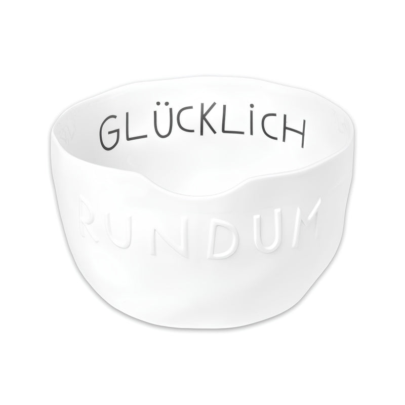 Servier-Schale in ovaler Form mit Decal-Print-Schriftzug in Schwarz, aus der Serie "Guten Appetit", glasiert, Größe 31x3,5x3 cm, ideal für Tapas, Oliven oder für Süßes. Von Räder Design. Erhältlich im Online-Shop Home-and-Kitchen.de
