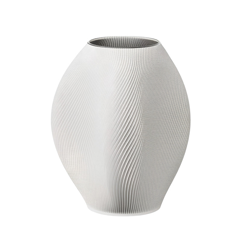 Vase BAY 4 von recozy+, im 3D-Verfahren aus 100 % recyceltem Kunststoff hergestellt, mit Glaseinsatz. Online-Shop Home-and-Kitchen.de