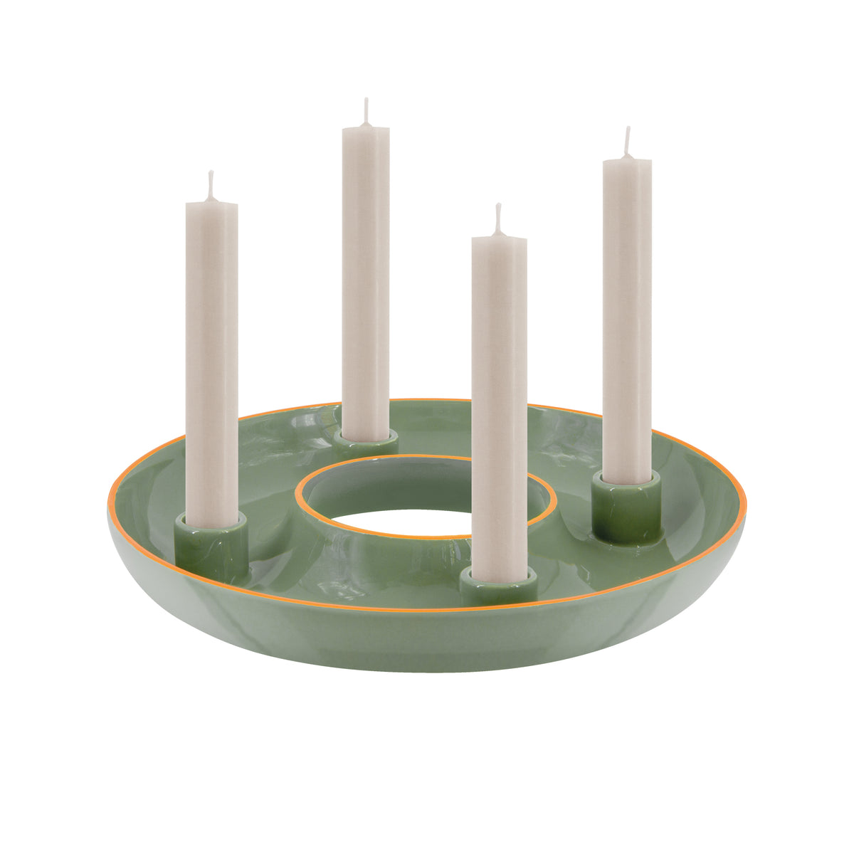 LUCIA, Keramik- Adventskranzschale von Remember in Grün, für 4 Stabkerzen  und zum dekorieren. Online-Shop Home-and-Kitchen.de

