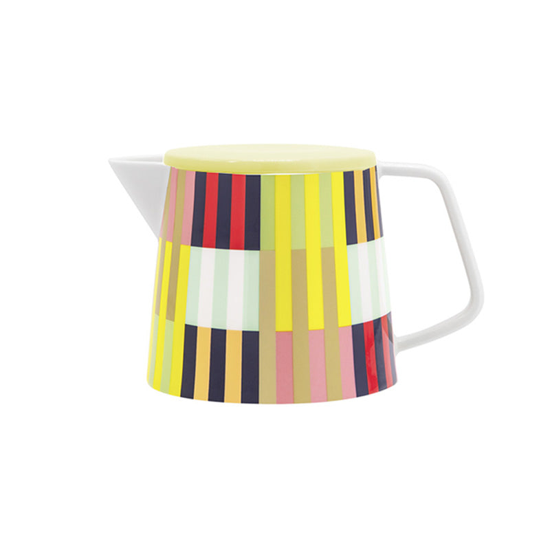 Teekanne HAVANNA von Remember, Porzellan mit bunten Streifen im Blockmuster. Online-Shop Home-and-Kitchen.de