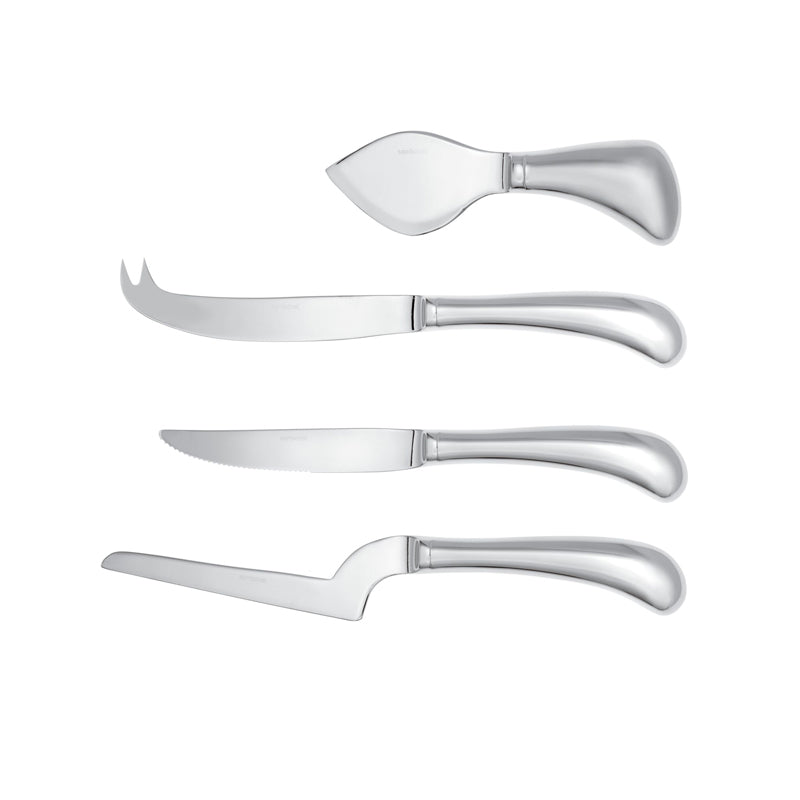 LIVING, 4-teiliges Käsemesserset von Sambonet, Edelstahl 18/10, unterschiedliche Klingenprofile für verschiedene Käsesorten, Oberfläche mit Spiegeleffekt, Klingengrößen zwischen 7,5 und 14 cm.
Online-Shop Home-and-Kitchen.de