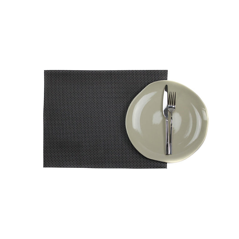 6 schwarz-braune-Tisch-Sets Linea Q von Sambonet, rutschfest und abwaschbar 42x33 cm, mit  Flechtmuster. Online-Shop Home-and-Kitchen.de
