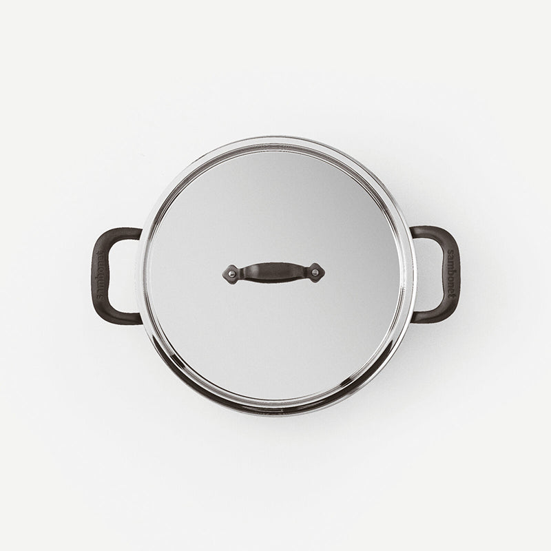 Deckel Fleischbräter von Sambonet, Serie HOME CHEF, hochglanzpoliert, hitzebeständige PVD-2black-Griffe, 28 cm.  Online-Shop Home-and-Kitchen.de