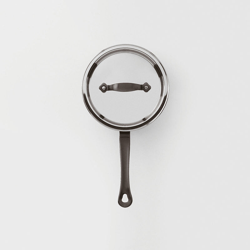 Stielkasserolle HOME CHEF inkl. Deckel, von Sambonet, 16 cm, hitzebeständiger Griff in PVD 2Black, 5-Schicht-Aufbau, Öse zum aufhängen. Online-Shop Home-and-kitchen.de