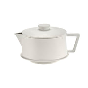Moderne Porzellan-Teekanne DUNE von Serax, entworfen von der Designerin Kelly Wearstler, weißes  Porzellan, eckiger Henkel, runder Deckel