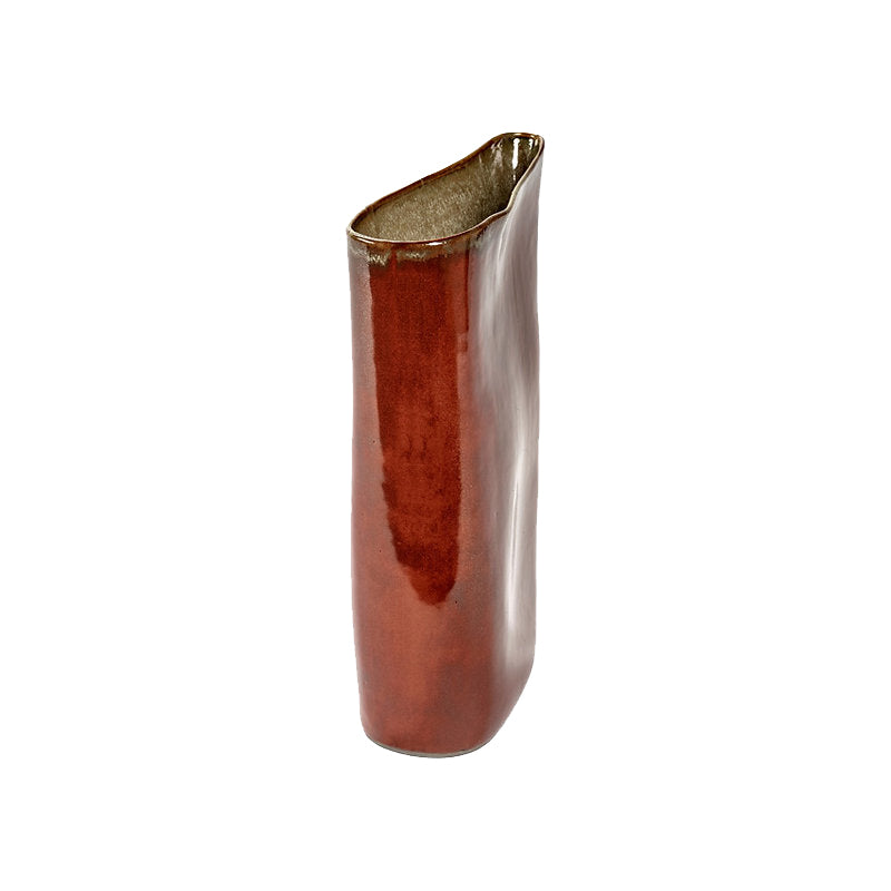 Rote Vase RUST / MISTY GREY von Serax, designt von Anita Le Grelle,  Steingut, handglasiert mit gewollten Farbnuancen. Online-Shop Home-and-Kitchen.de