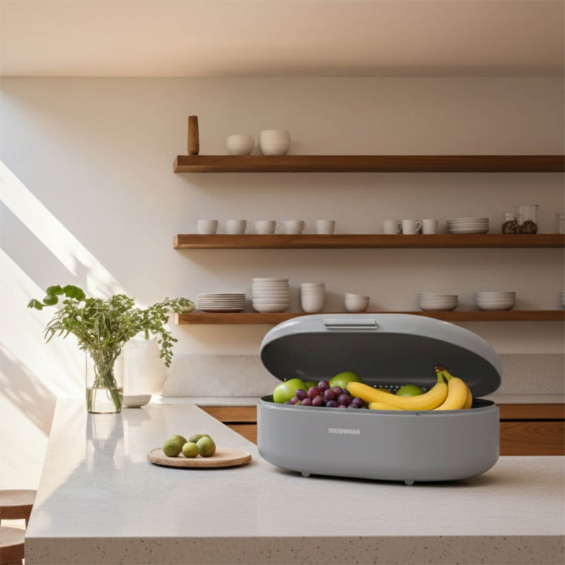 Offener Deckel Brotkasten PANEA von Siegwerk, Größe L, 40,5 cm, grau,  Metallgriff,   pulverbeschichtetes Stahlblech, in 5 verschiedenen Farben im  Online-Shop Home-and-Kitchen.de