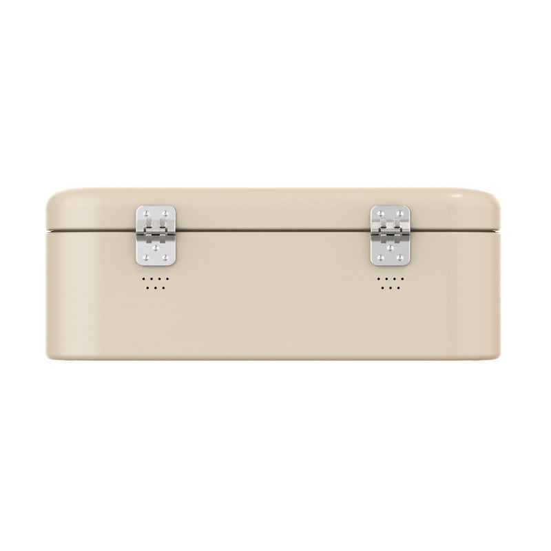 Lüftungslöcher Rückseite Brotkasten PANOVA von Siegwerk, Größe L, 41 cm, Farbe Beige, langer verchromter Metallgriff, pulverbeschichtetes Stahlblech,  5 verschiedene Farben,  Online-Shop Home-and-Kitchen.de