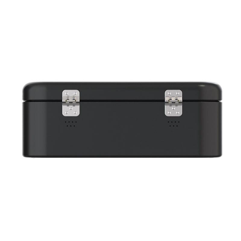 Lüftungslöcher Rückseite Brotkasten PANOVA von Siegwerk, Größe L, 41 cm, Farbe Schwarz, langer verchromter Metallgriff,  pulverbeschichtetes Stahlblech,  5 verschiedene Farben,  Online-Shop Home-and-Kitchen.de