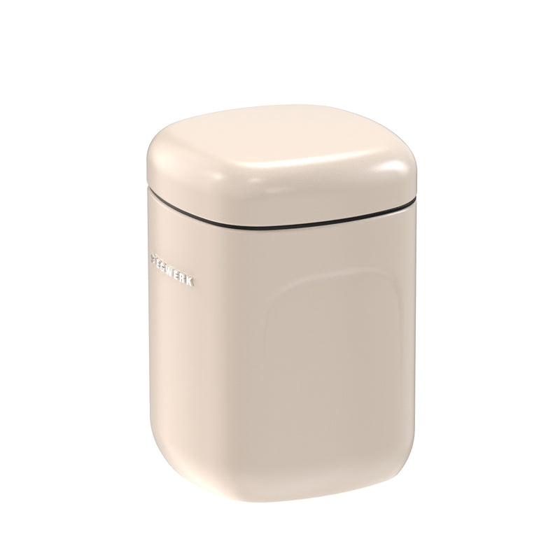 Seitliche Griffmulden Vorratsdose CUBO, beige, von Siegwerk,  pulverbeschichtetes Stahlblech, vollständig recycelbar, quadratische Form, Größe M, Höhe 16 cm / 1,25 l, 
für trockene Lebensmittel
Online-Shop Home-and-Kitchen.de
