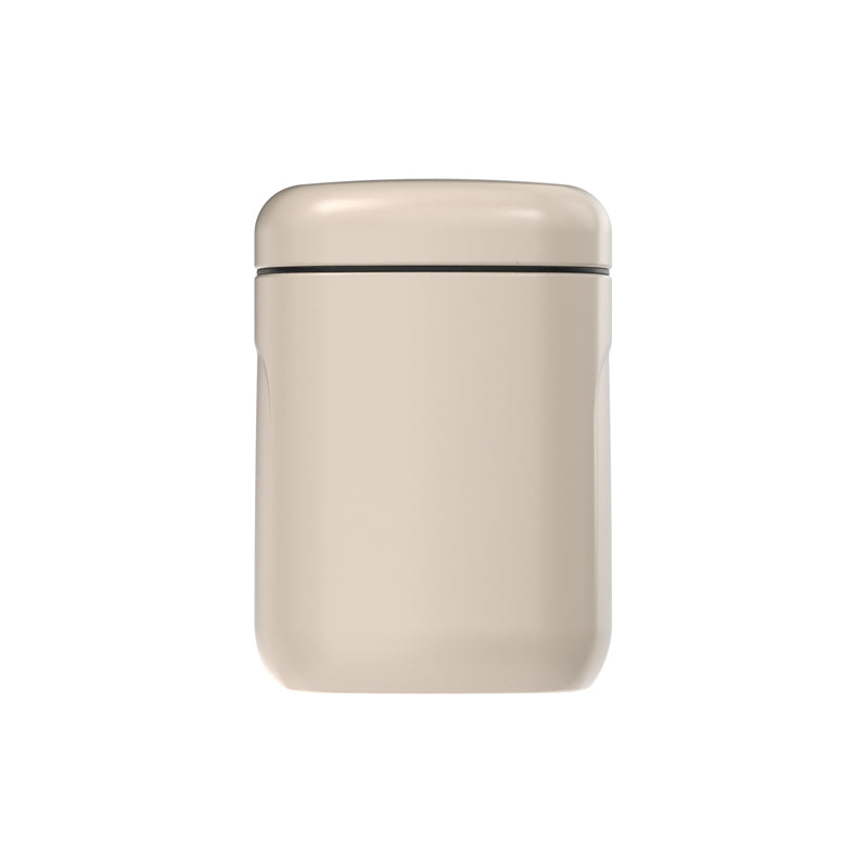 Rückansicht Vorratsdose CUBO, beige, von Siegwerk,  pulverbeschichtetes Stahlblech, vollständig recycelbar, quadratische Form, Größe M, Höhe 16 cm / 1,25 l, 
für trockene Lebensmittel
Online-Shop Home-and-Kitchen.de
