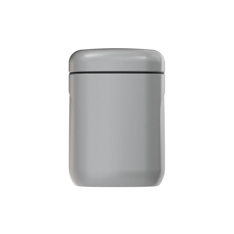 Rückwand der Vorratsdose CUBO, grau, von Siegwerk,  pulverbeschichtetes Stahlblech, vollständig recycelbar, quadratische Form, Größe M, Höhe 16 cm / 1,25 l, 
für trockene Lebensmittel
Online-Shop Home-and-Kitchen.de

