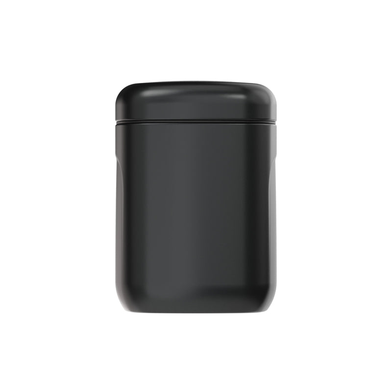 Rückseite Vorratsdose CUBO, schwarz pulverbeschichtetes Stahlblech, Griffmulden, vollständig recycelbar quadratische Form, Größe  M, Höhe 16 cm / 1,25 l, 4 verschiedene Größen
Online-Shop Home-and-Kitchen.de