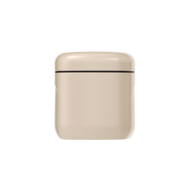 Rückansicht Vorratsdose CUBO, beige, von Siegwerk,  pulverbeschichtetes Stahlblech, vollständig recycelbar,  quadratische Form, Größe S, Höhe 12 cm / 0,85 l, 
für trockene Lebensmittel
Online-Shop Home-and-Kitchen.de
