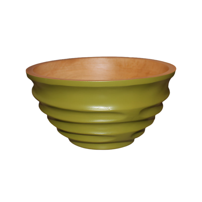 Grüne Schale/Salatschüssel TWIST von SueBeeker, Innenfarbe: naturbelassen, handgefertigt aus nachhaltigem Mangoholz, Wellenform, Online-Shop Home-and-Kitchen.de