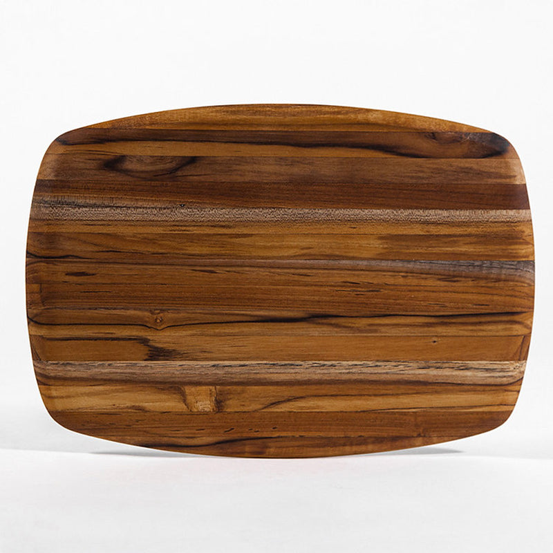 Unterschiedliche Maserung, rechteckig, abgerundete Kanten, Schneidebrett ELEGANT von TeakHaus, aus 100 % FSC-zertifiziertem Teakholz, zum Schneiden und Servieren. Online-Shop Home-and-Kitchen.de