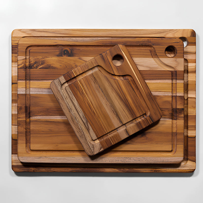 Unterschiedliche Größen Teakholz-Schneidbretter Marine von TeakHaus mit Loch zum Aufhängen und Saftrillen Online-Shop Home-and-Kitchen.de