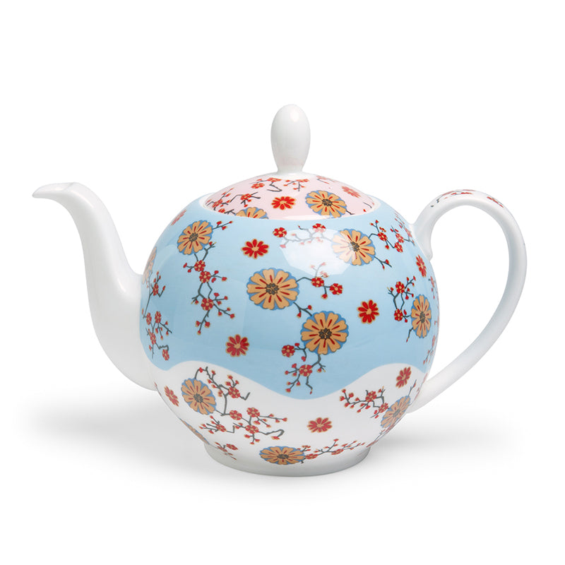 Teekanne AVA von Tealogic aus Bone China Porzellan mit floralem Muster, mehrfarbig, 1000 ml bei Home and Kitchen