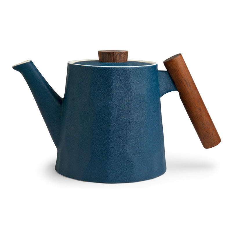 Blaue Porzellan-Teekanne, von TeaLogic, mit Deckelknopf und Griff aus Rosenholz, Wabenstruktur im Handmade-Style
Online-Shop Home-and-Kitchen.de