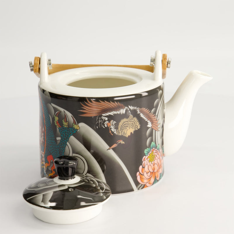 Bunt gemusterte Porzellan-Teekanne KAWAII YAKUZA DRAGON
charakteristisches  Muster, 
mit Deckel, von Tokyo Design
