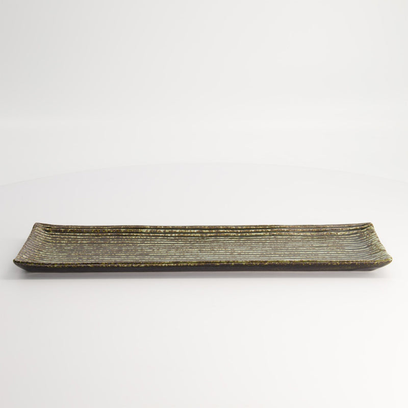 MINO CRAFT Servierplatte von Tokyo Design mit Rillenmuster, 
rechteckige Form, Grün, Online-Shop Home-and-Kitchen.de

