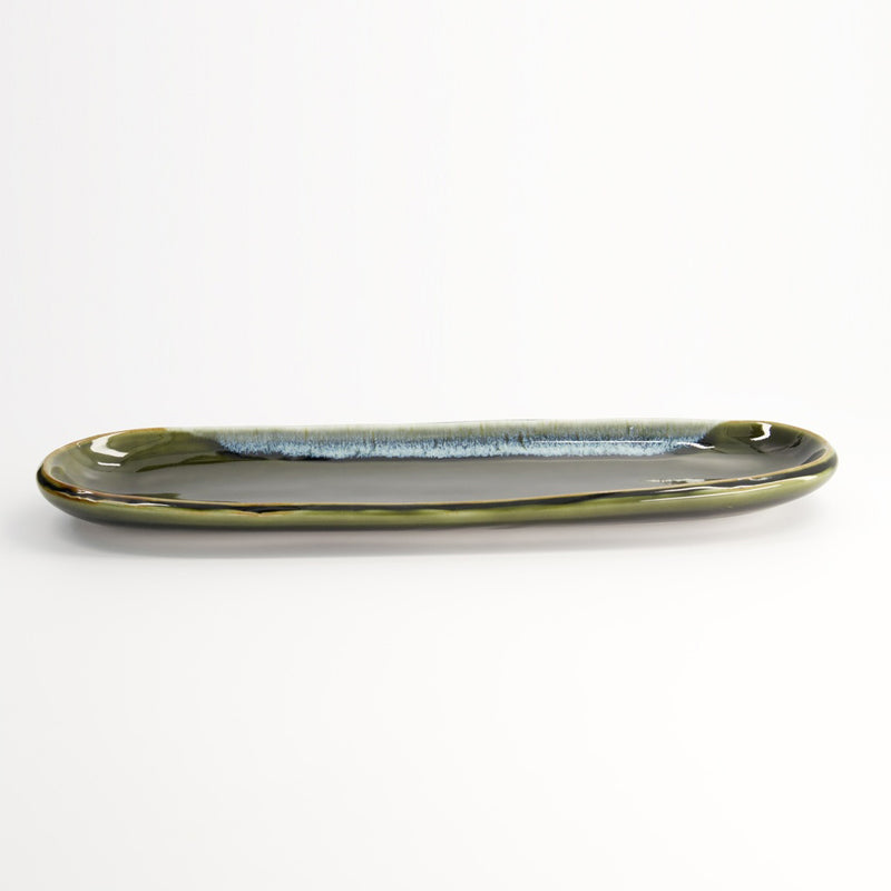Hochglänzend ist die GREEN ORIBE Schale von Tokyo Design, made in Japan, oval, mit Muster
Online-Shop Home-and-Kitchen.de