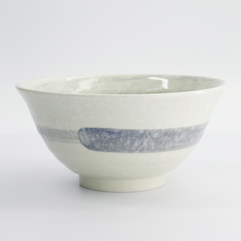 Porzellan-HAYASE Ramen-Schale von Tokyo Design, Porzellan, 
Wirbelmuster durch Hakeme-Pinsel-strich-Technik, Grau, Weiß
