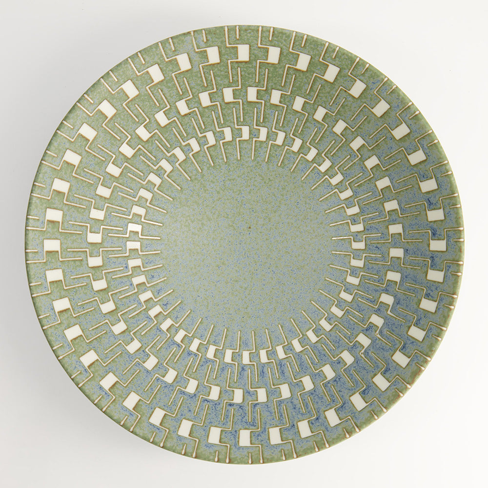 Innenansicht der GREEN MAZE Mixed Bowl von Tokyo Design, Porzellan, Grün, Beige, Online-Shop Home-and-Kitchen.de