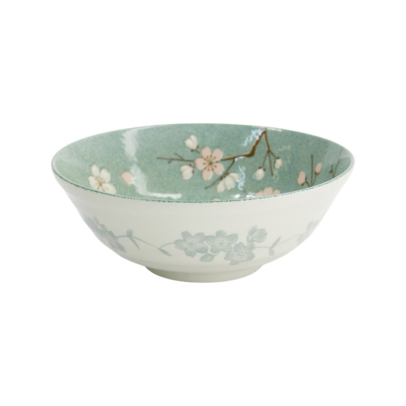 FUJISAKURA GREEN Ramen-Schale von Tokyo Design, Porzellan, Made in Japan, Muster: Kirschblüten mit Zweigen, Hellgrün, Rosa, Braun, Weiß
Höhe 8 cm, Durchmesser 20,2 cm / Volumen 1 Liter, Online-Shop Home-and-Kitchen.de