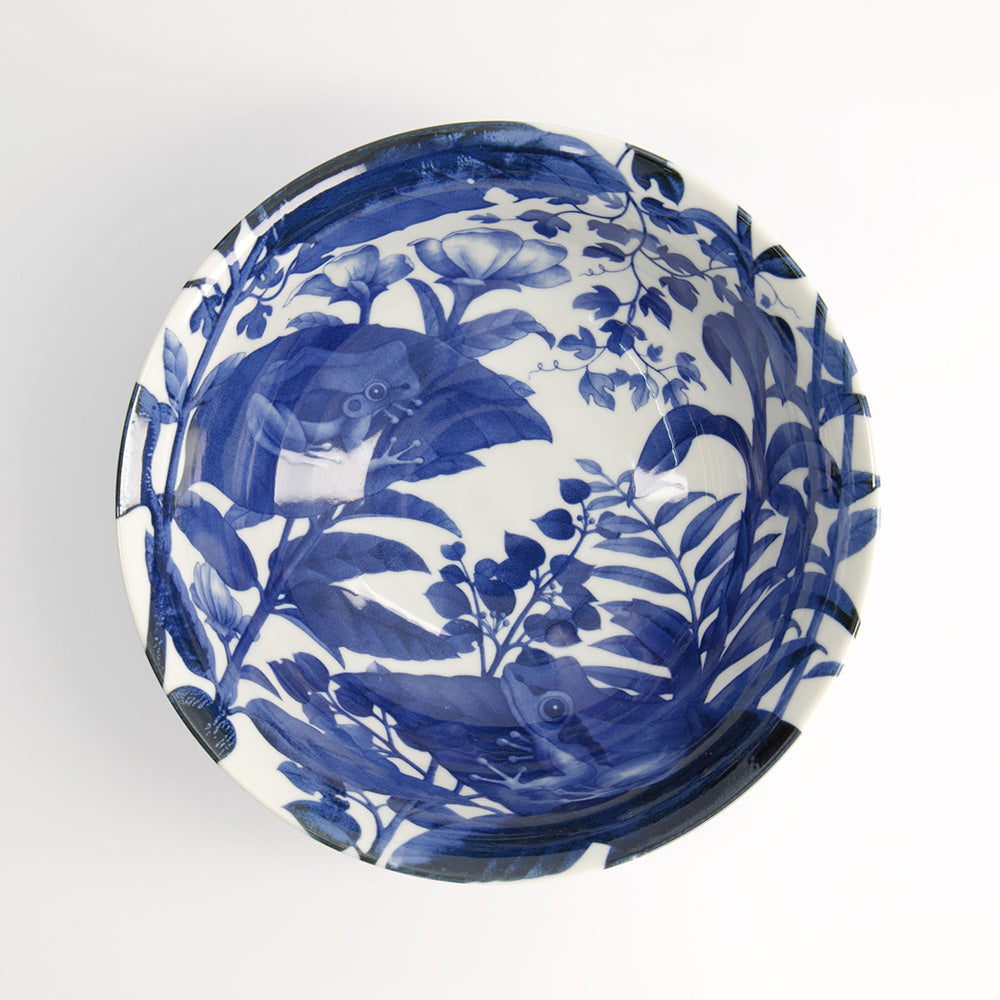 Innenansicht FROG Ramen-Schale von Tokyo Design, florales Muster in blau und Weiß, Online-Shop Home-and-Kitchen.de