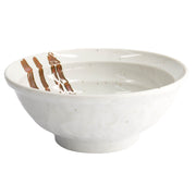 SHIRAHAGI Ramen-Schale von Tokyo Design, Porzellan, fühlbares Zick-Zack-Muster innen, Weiß, Rost, Höhe 9 cm, Ø 21,5 cm