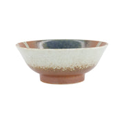 AKA-CHA SUISHO Ramen-Schale von Tokyo Design, Porzellan, innen Hakeme-Muster, außen angeraut
Farben: Braun, Cremeweiß, Blau, 
Höhe 9 cm, Ø 21,5 cm / Volumen 1,25 Liter, Online-Shop Home-and-Kitchen.de