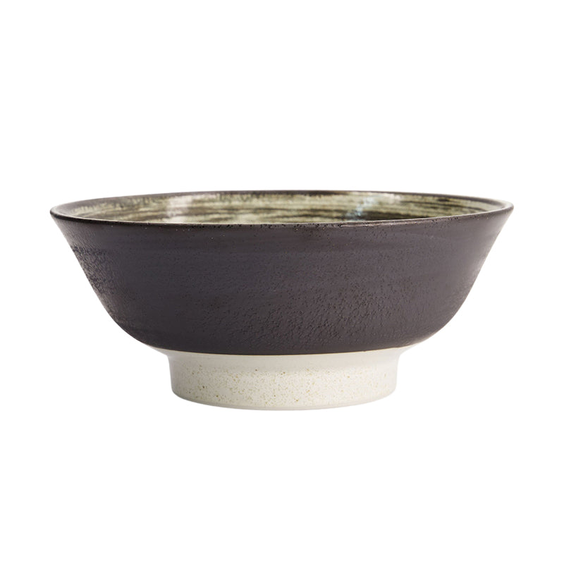 ASAHIO Ramen-Schale von Tokyo Design, original aus Japan, Steingut, Innenseite:  Hakeme-Muster, außen angeraut, Dunkelbraun, Beige
Höhe 9 cm, Ø 21,5 cm / Volumen 1,3 Liter, Online-Shop Home-and-Kitchen.de