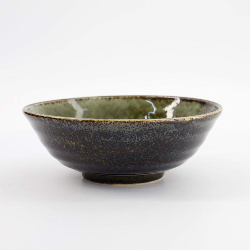 Made in Japan: SHINRYOKU Ramen-Schale von Tokyo Design, Porzellan, gesprenkelte Oberfläche, Farben: Grün, Braun, Höhe 7,8 cm, Durchmesser 21 cm / Volumen 1 Liter, Online-Shop Home-and-Kitchen.de
