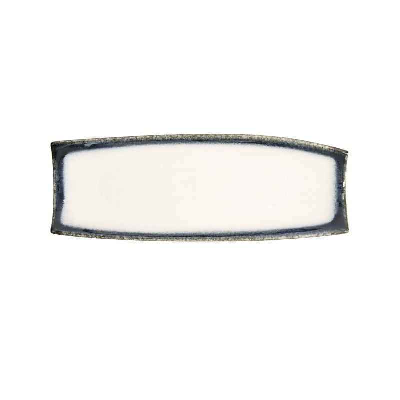 TAJIMI Schale von Tokyo Design, made in Japan, mit dunklem Randstreifen, 
rechteckige Form, gewölbt, aus Keramik Online-Shop Home-and-Kitchen.de