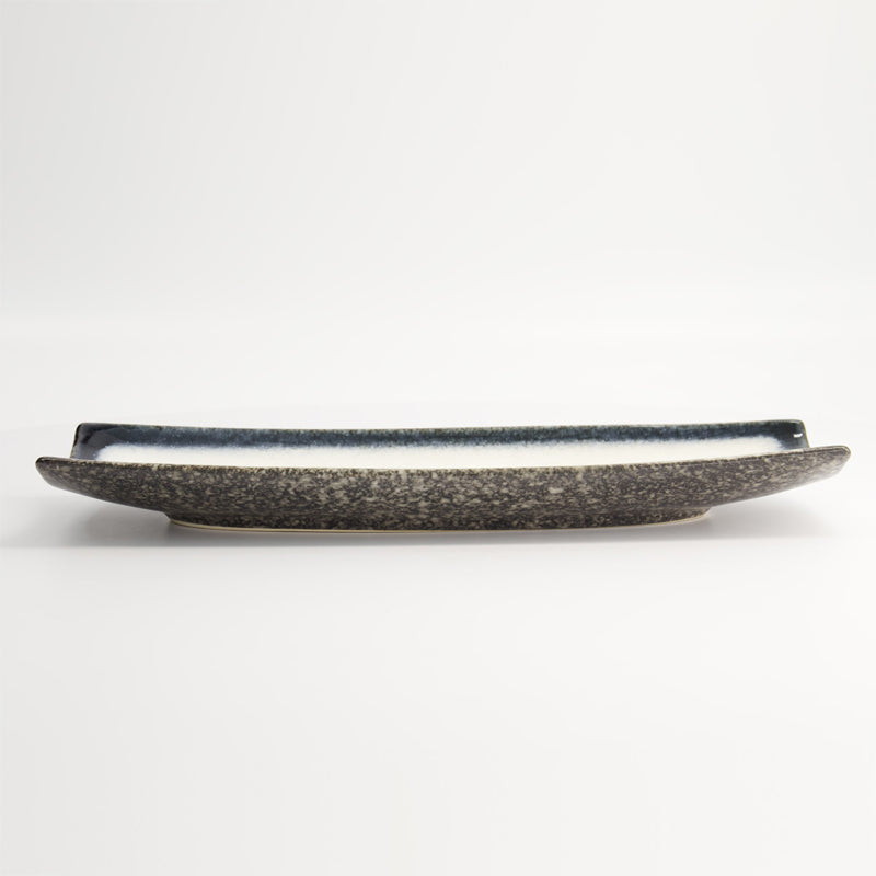 TAJIMI Schale von Tokyo Design, rechteckig, mit dunklem Randstreifen, aus Keramik, in den Farben weiß und dunkelblau, Online-Shop Home-and-Kitchen.de