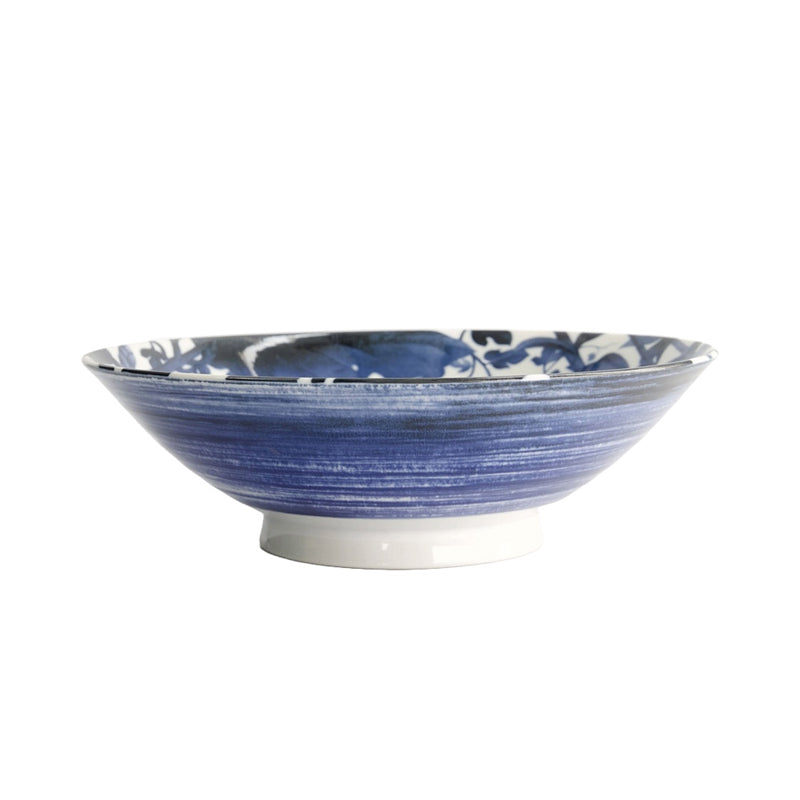 Standfuß in weiß bei FROG Ramen-Schale von Tokyo Design,
mit Fröschen und florale Zeichnungen,
Blau, Weiß, Höhe 7,7 cm, Durchmesser 25,2 cm / Volumen 1,6 Liter, Online-Shop Home-and-Kitchen.de