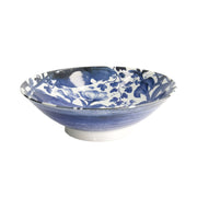 Große FROG Ramen-Schale von Tokyo Design, original aus Japan, Porzellan, 
mit Fröschen und floralen Zeichnungen,
Blau, Weiß, Höhe 7,7 cm, Durchmesser 25,2 cm / Volumen 1,6 Liter, Online-Shop Home-and-Kitchen.de