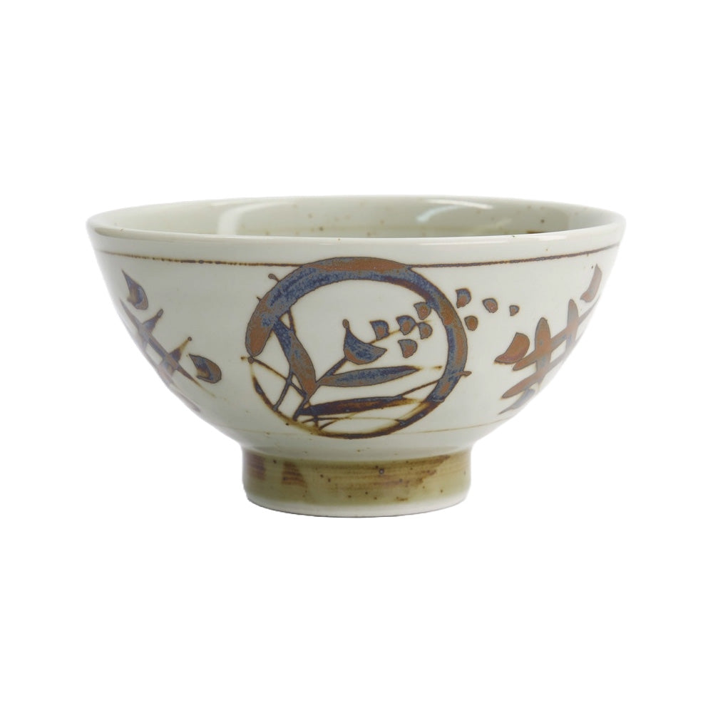 HIDAJI Ramen-Schale von Tokyo Design, Porzellan, original aus Japan, mit asiatischem, floralem Muster, 
Braun, Blau, Sand, Höhe 9,5 cm, Durchmesser 18 cm 
Online-Shop Home-and-Kitchen.de
