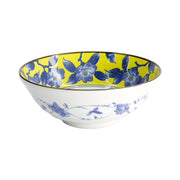 TSUBAKI Ramen-Schale von Tokyo Design, Porzellan, Kamelien und Ranken-Muster, Blau, Gelb, Weiß, Höhe 7,8 cm, Durchmesser 20,5 cm  Online-Shop Home-and-Kitchen.de
